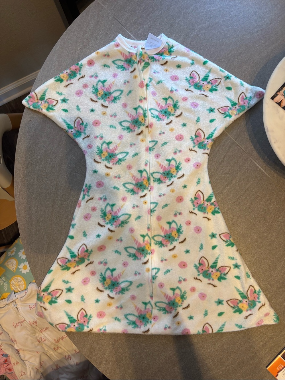 Girls' Cream Floral Unicorn Sleep Sack - Unbranded
